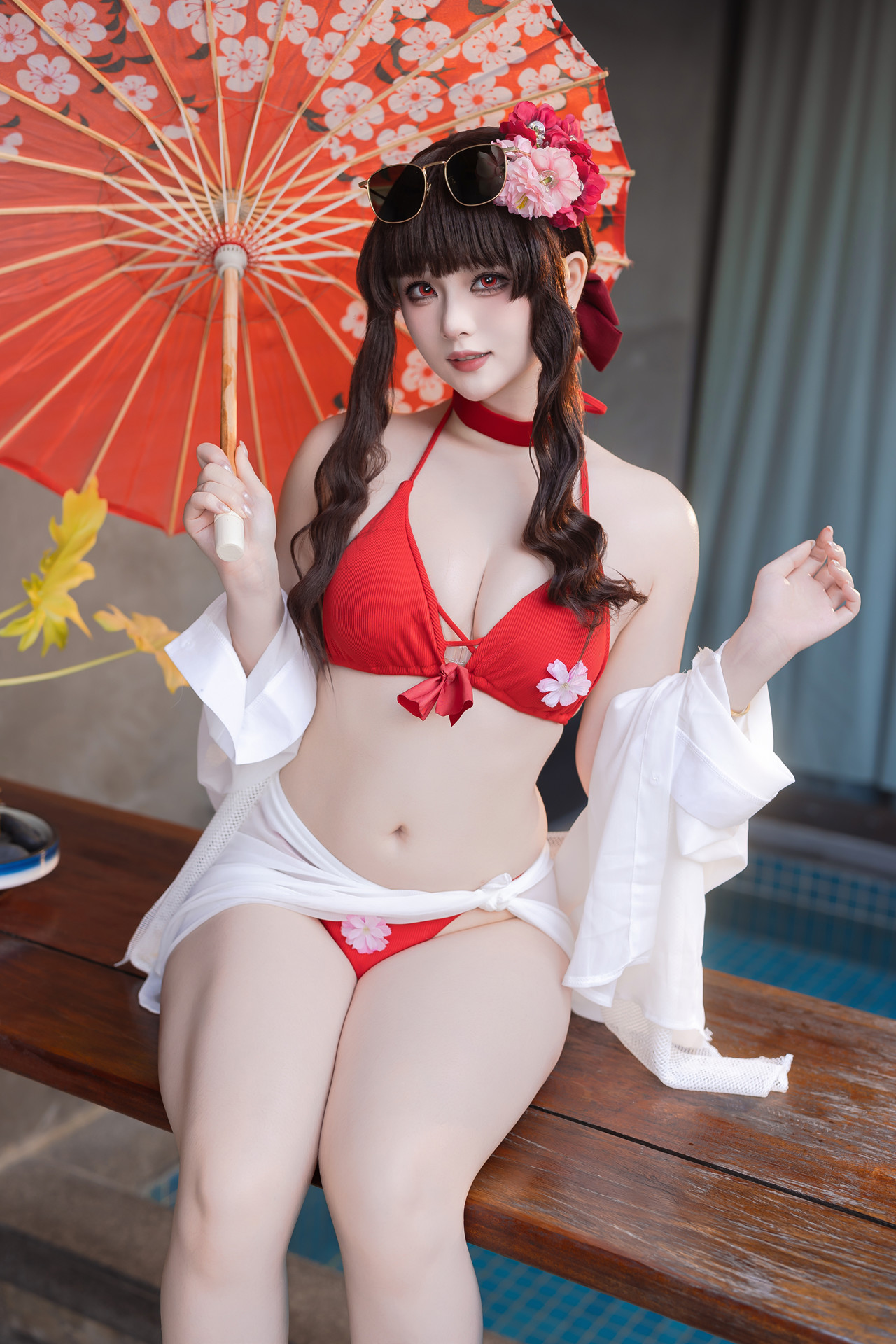 Cosplay 屿鱼 – 樱花泳装 Set.01